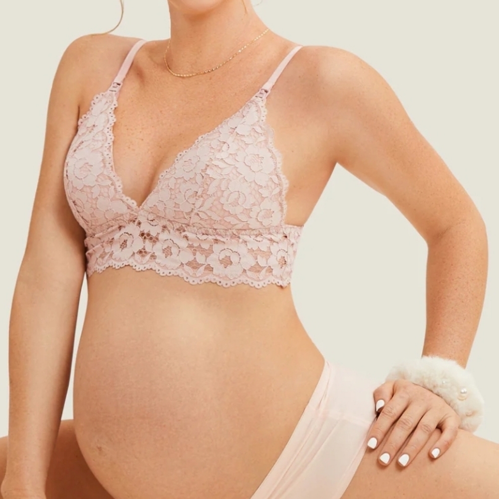 Lace Maternity Bra in Soft Pink